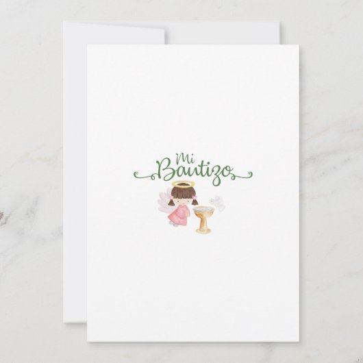 バプテスマ招待状スペインのガールグリーナリー 招待状 (裏面)