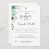 バプテスマ招待状ダスティブルー 招待状 (正面/裏面)