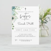 バプテスマ招待状ダスティブルー