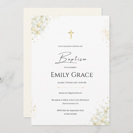 バプテスマ招待状テンプレート招待状《キリスト教》洗礼式や命名式 招待状 (正面/裏面)