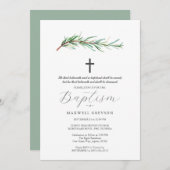 バプテスマ招待状ボタニカルローズマリー 招待状 (正面/裏面)