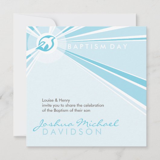 バプテスマ招待状モダン:: dove 9SQ 招待状 (正面)