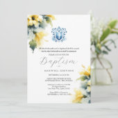 バプテスマ招待状宗教的な青と黄色 招待状 (スタンド正面)