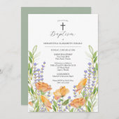 バプテスマ招待状神の親が名前フローラ 招待状 (正面/裏面)