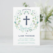 バプテスマ招待状-男の子- 十字付き 招待状 (スタンド正面)