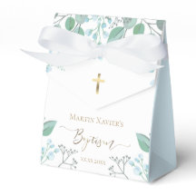 バプテスマ水彩小さな青い花好き箱