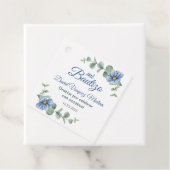 バプテスマ水彩緑葉色可愛い青い花 フェイバータグ (インサイチュ)