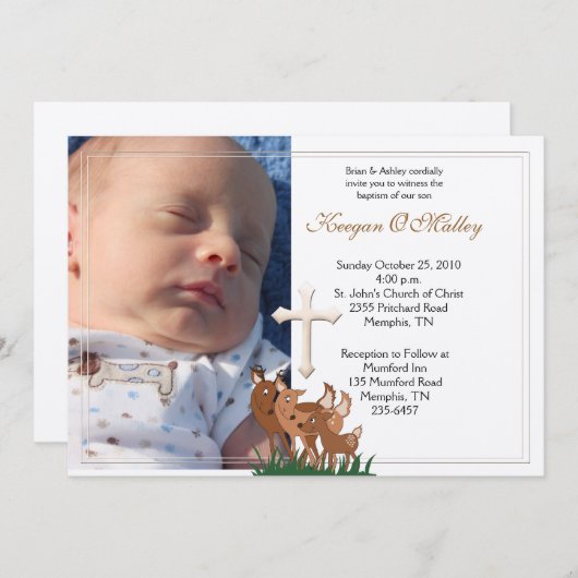 バプテスマ献身5x7フォトディアファミリー招待状 招待状 (正面/裏面)
