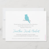 バプテスマ男の赤ちゃんフクロウ鳥の写真招待カード 招待状 (裏面)