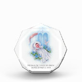 バプテスマ男の赤ちゃんブルーフラワーズクロス フォトブロック (正面)