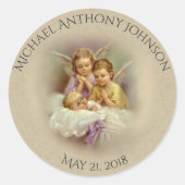 バプテスマ男の赤ちゃん又はギル祈ル天使のレース ラウンドシール (正面)