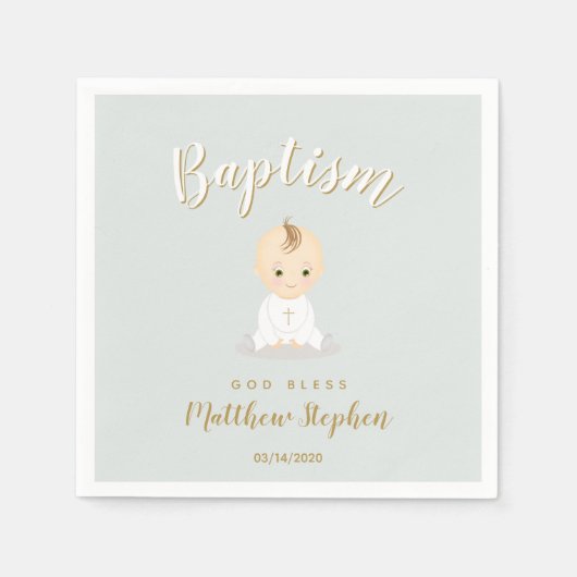 バプテスマ男の赤ちゃん スタンダードカクテルナプキン (正面)