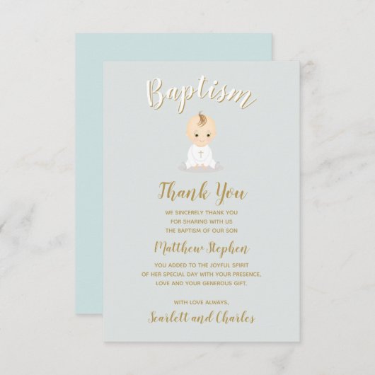 バプテスマ男の赤ちゃん 招待状 (正面/裏面)