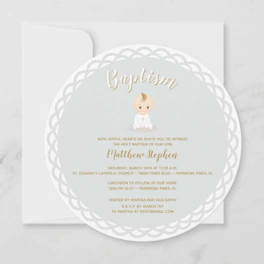 バプテスマ男の赤ちゃん 招待状 (正面)