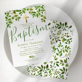 バプテスマ男女兼用ボタニカル《キリスト教》洗礼式や命名式 招待状