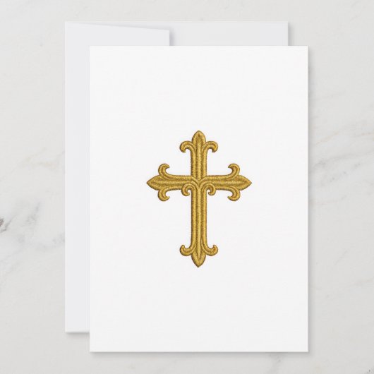 バプテスマ確認第一聖体金ゴールド十字架 招待状 (正面)