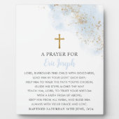 バプテスマ祈りの言葉サインブルー金ゴールドクロスボーイズ フォトプラーク (正面)