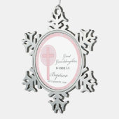 バプテスマ素晴らしースピックスレースパーソナライズされた スノーフレークピューターオーナメント (右)