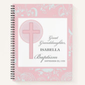 バプテスマ素晴らしースピックスレースパーソナライズされた ノートブック (正面)