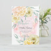 バプテスマ素朴アイボリーコーラルイエローフローラ 招待状 (スタンド正面)