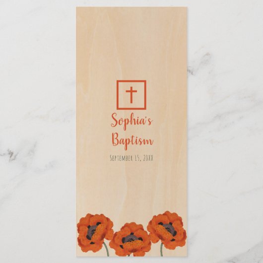 バプテスマ素朴スガールポピズウッドレッド手書き メニュー (裏面)