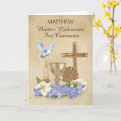 バプテスマ聖体拝領の確認RCIA祝辞 カード (黄色い花)