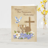 バプテスマ聖体拝領の確認RCIA祝辞 カード (黄色い花)