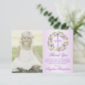 バプテスマ聖体確認ガールパープル写真 サンキューカード (スタンド正面)