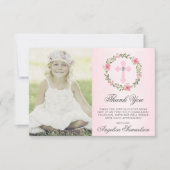 バプテスマ聖体確認少女フローラ写真 サンキューカード (正面)