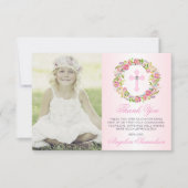 バプテスマ聖体確認少女フローラ写真 サンキューカード (正面)