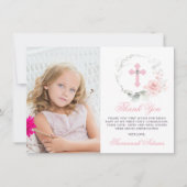 バプテスマ聖体確認少女フローラ写真T サンキューカード (正面)