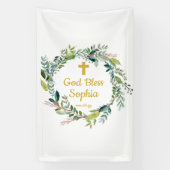 バプテスマ背景装飾ガールボーイゴッドブレス 横断幕 (縦)