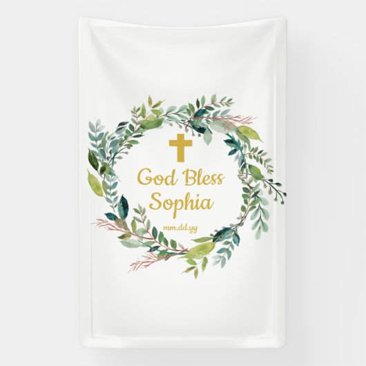 バプテスマ背景装飾ガールボーイゴッドブレス 横断幕 (縦)