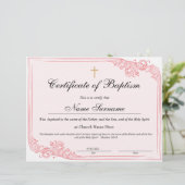 バプテスマ証明書，ベビー献身 (スタンド正面)