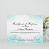 バプテスマ証明書，ベビー献身 (スタンド正面)