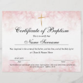 バプテスマ証明書，ベビー献身 (正面)