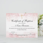 バプテスマ証明書，ベビー献身 (スタンド正面)