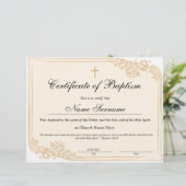 バプテスマ証明書，ベビー献身 (スタンド正面)