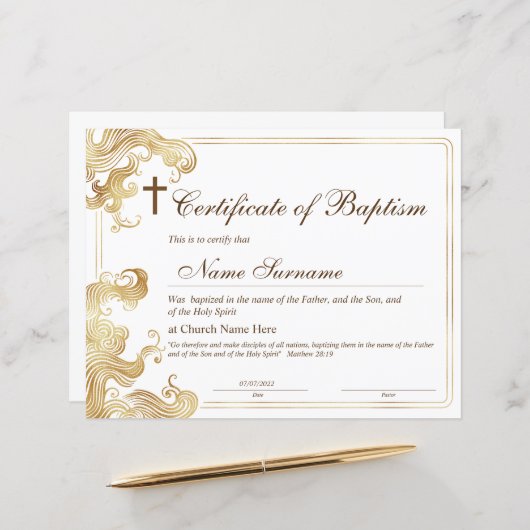 バプテスマ証明書，ベビー献身 (正面/裏面インサイチュ)