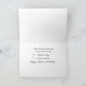 バプテスマ誕生日名前をカスタムするピンクレースパターン カード (内部)