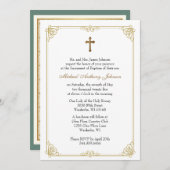 バプテスマ賛美ザーイエズピンクブルーフローラ 招待状 (正面/裏面)