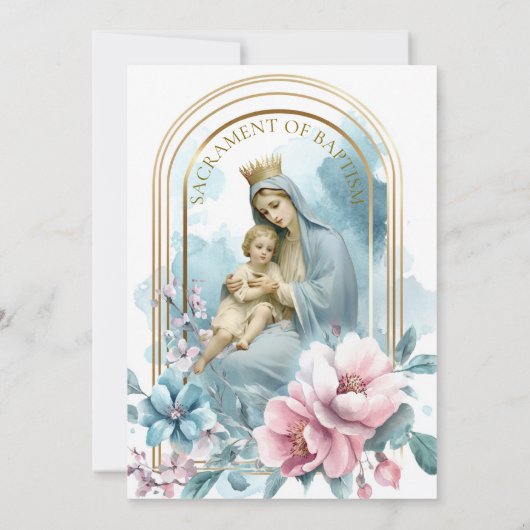 バプテスマ賛美ザーイエズピンクブルーフローラ 招待状 (裏面)