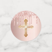 バプテスマ赤面バラ金ゴールドドリップフォトガール コンフェッティ (スモール正面)