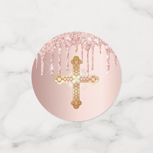 バプテスマ赤面バラ金ゴールドドリップフォトガール コンフェッティ (スモール正面)