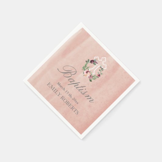 バプテスマ赤面ピンクマルサラフローラモノグラム スタンダードカクテルナプキン (角)