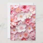 バプテスマ赤面ピンク花ベビーガール 招待状 (裏面)