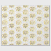 バプテスマ追加の名前&日付クロスドーヴホワイトダマスク ラッピングペーパー (フラット)