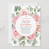 バプテスマ金ゴールドクロスピンクローゼガールズ 招待状 (正面)