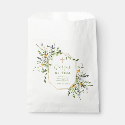 バプテスマ金ゴールドクロスワイルドフラワー好意バッグ フェイバーバッグ (正面)