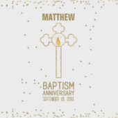 バプテスマ金ゴールド十字記念日パーソナライズされた シール (正面)